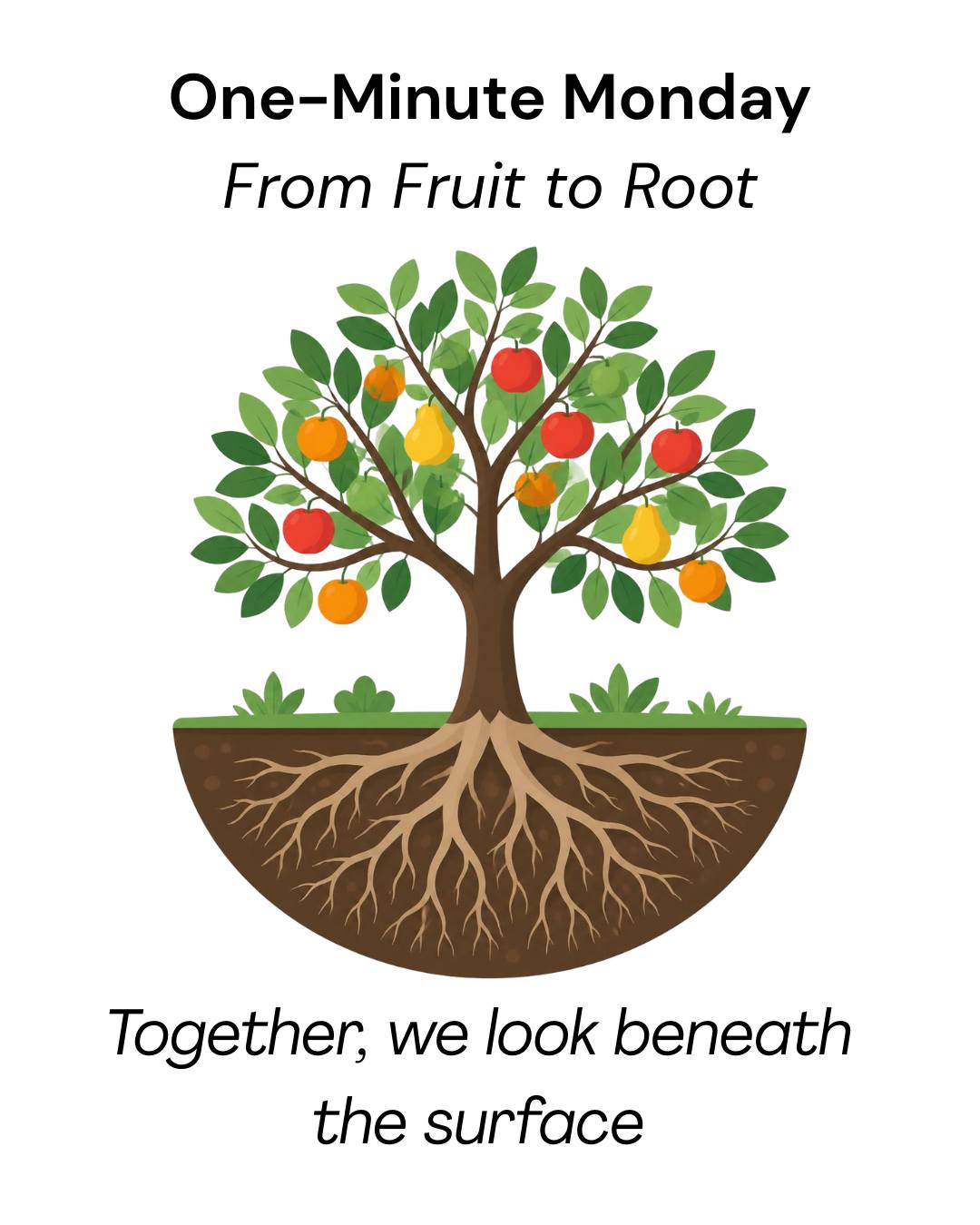 One-Minute Monday
The Heart Behind the Behavior

When life feels hard—anger flares, anxiety rises, old patterns return—it’s natural to focus on what’s visible. Scripture calls these the “fruit.”
But Jesus reminds us that a tree is known by its fruit (Matthew 7:17). What we see on the outside always grows from something deeper.
At BCM, this is what we do together.
We slow down and look from fruit to root:

The fruit — the behaviors and emotions showing up
The trunk — the thoughts and feelings underneath
The root — the desires and motives the heart is really chasing

Just like pruning a tree won’t heal root rot, changing behavior alone rarely brings lasting freedom. So we gently draw out the heart (Proverbs 20:5), asking good questions and listening carefully—always in light of the gospel.
Because the goal isn’t just better behavior.

It’s a heart more deeply rooted in Christ.

That’s the work we get to do together at BCM.

Whether you’re someone who is looking for this kind of care, or someone who longs to offer it to others, we’d love to talk with you. Reach out to us to learn how you can take the next step.